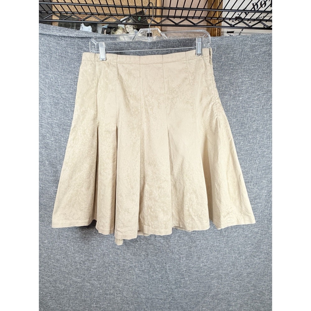 Vintage GAP Women's Beige Khaki Bleached Pleated Skirt Sz 6